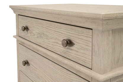 Essentials For Living Oxford 3-Drawer White Washed Oak Wood Nightstand