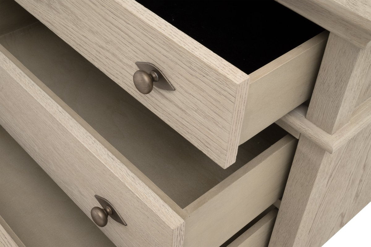 Essentials For Living Oxford 3-Drawer White Washed Oak Wood Nightstand