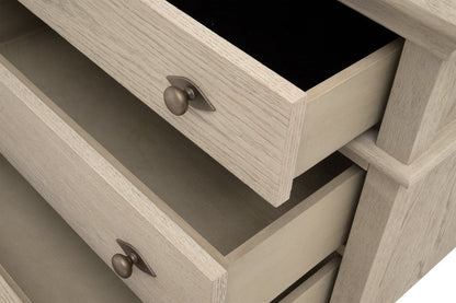Essentials For Living Oxford 3-Drawer White Washed Oak Wood Nightstand