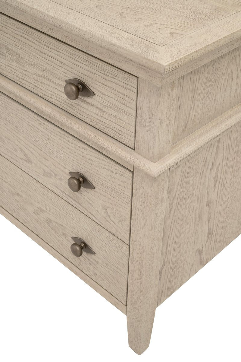 Essentials For Living Oxford 3-Drawer White Washed Oak Wood Nightstand