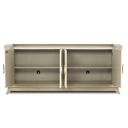 Oyster Gray Cream Shagreen Polished Brass Accents Koji Credenza Sideboards Sideboards and Things By Currey & Co