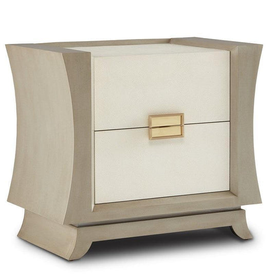 Oyster Shagreen Polished Brass Koji Cabinet With Drawers Accent Cabinets Sideboards and Things By Currey & Co