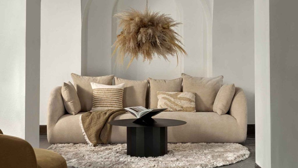 LOOMLAN Custom Upholstery Pebble Organic Curved Armrest Fabric Modular Sofa