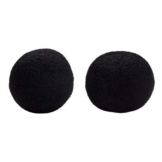 Diamond Sofa Black Faux Sheepskin Round Accent Pillow (Set of 2)