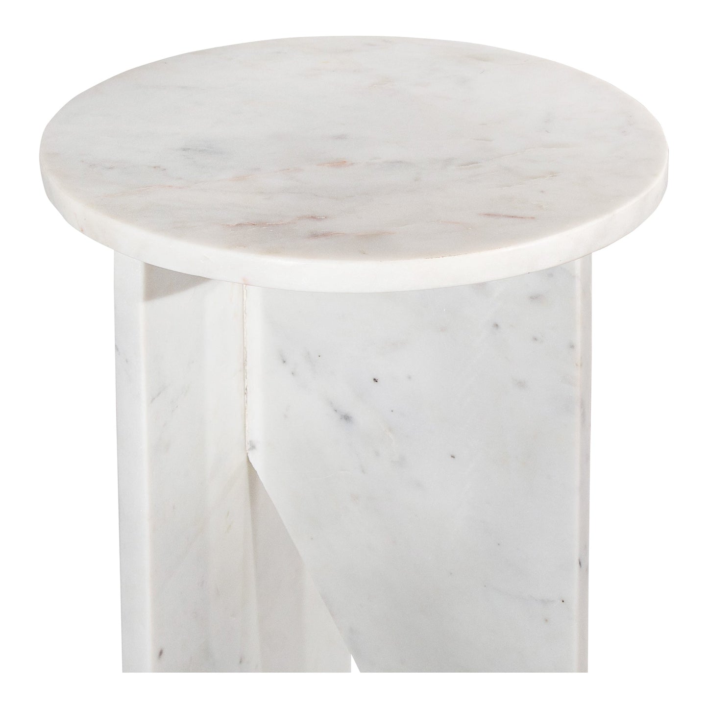 Grace White Marble Round Accent Table