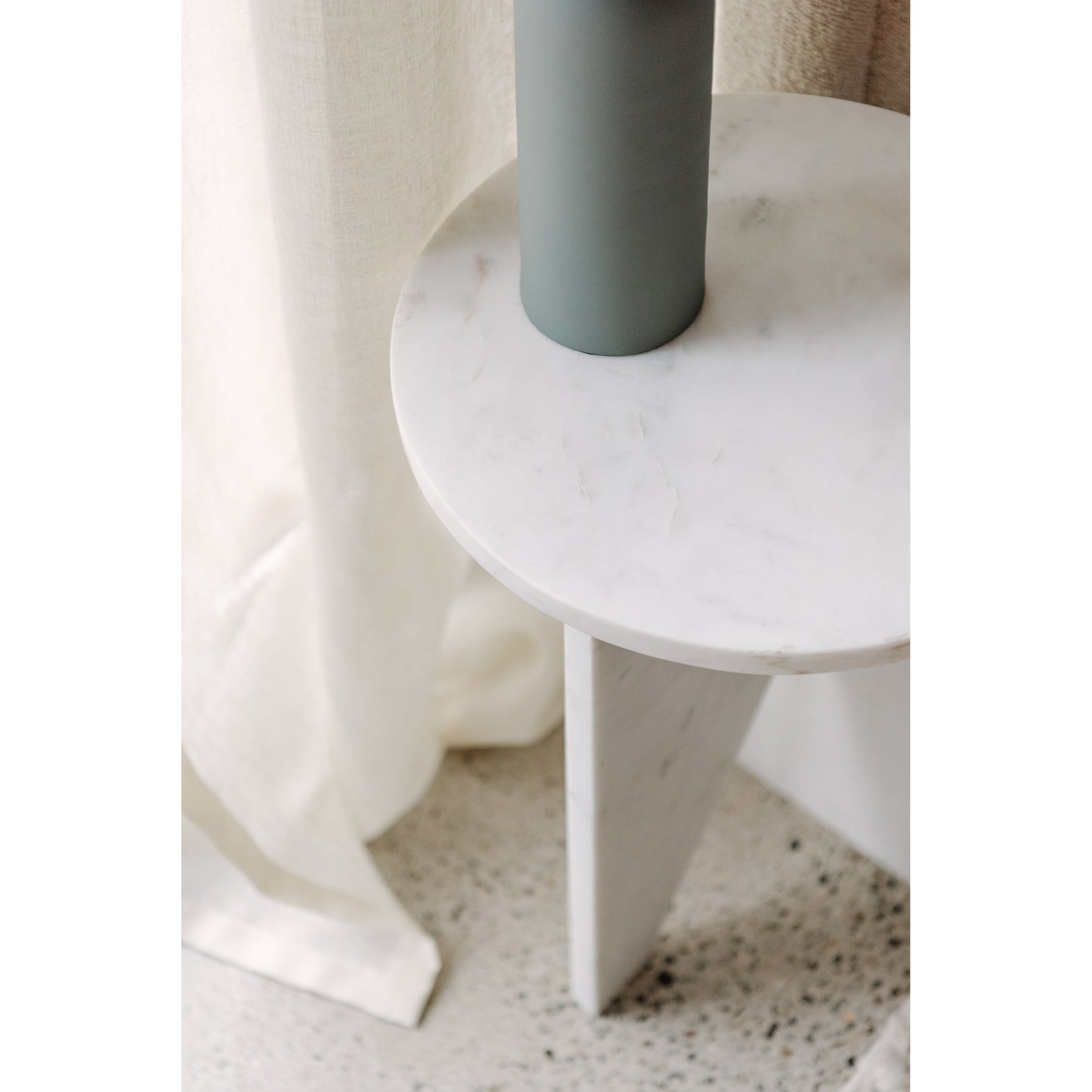 Grace White Marble Round Accent Table