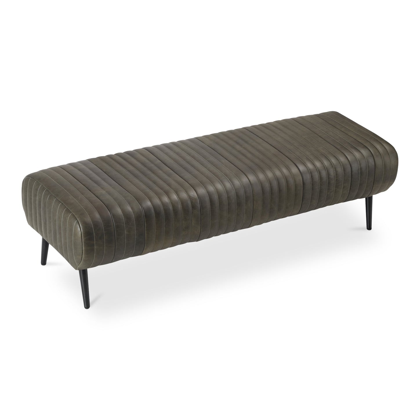 Endora Top Grain Leather and Iron Coffee Black Bench