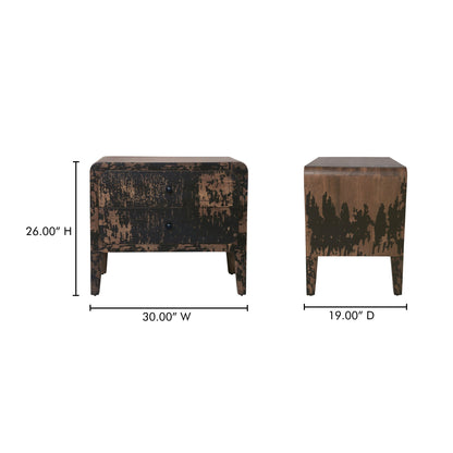 Iris Distressed Black Mango Wood Nightstand