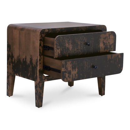 Iris Distressed Black Mango Wood Nightstand