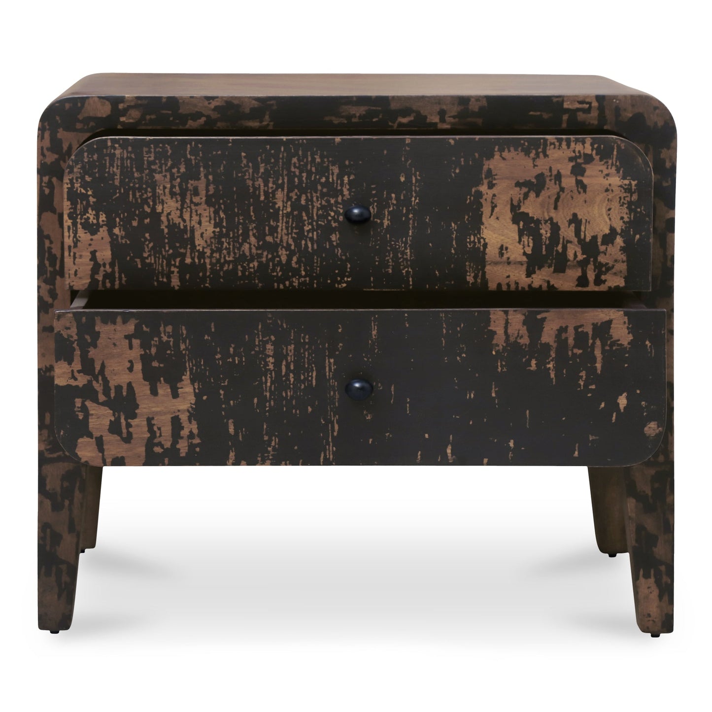 Iris Distressed Black Mango Wood Nightstand