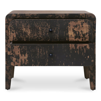 Iris Distressed Black Mango Wood Nightstand