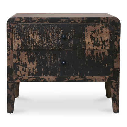 Iris Distressed Black Mango Wood Nightstand