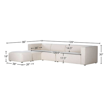 Premium White Modular Sectional with Ottoman