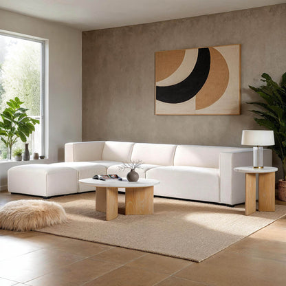 Premium White Modular Sectional with Ottoman