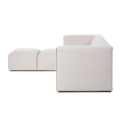 Premium White Modular Sectional with Ottoman