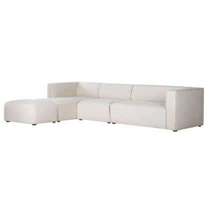 Premium White Modular Sectional with Ottoman