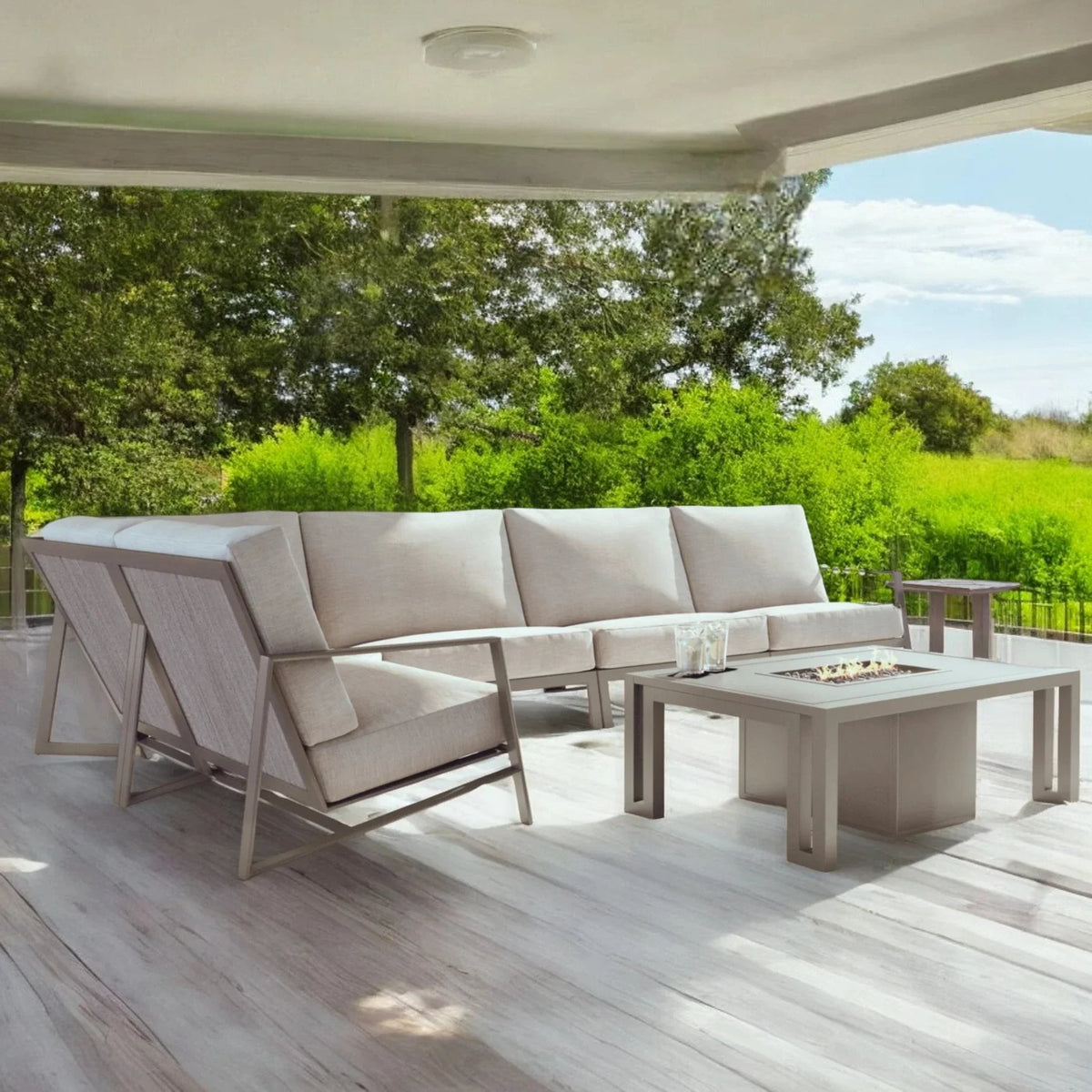Protective Cover, Prism Sectional Sofa Set With Firepit Table