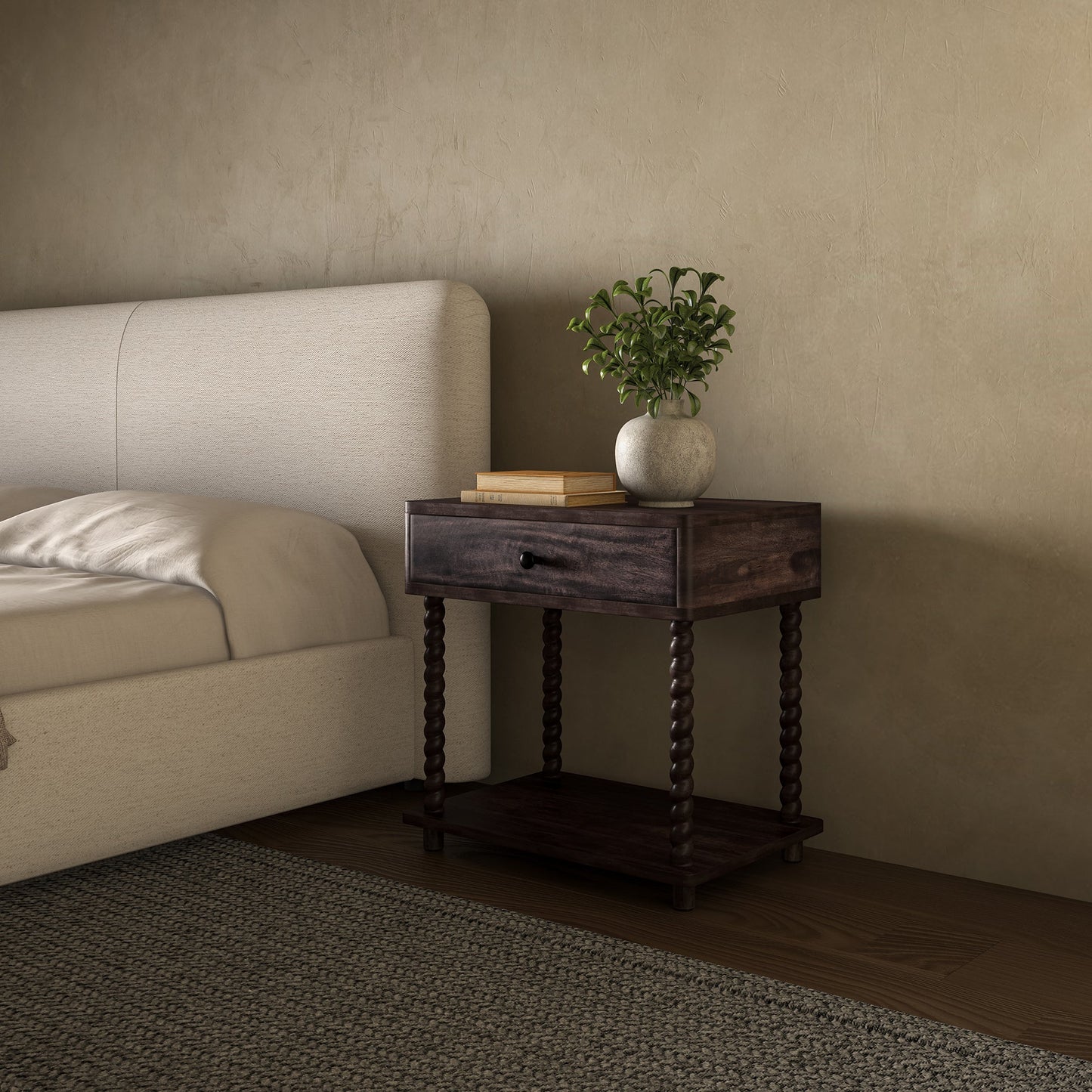 Tabitha Dark Brown Soft-Close Drawer Nightstand