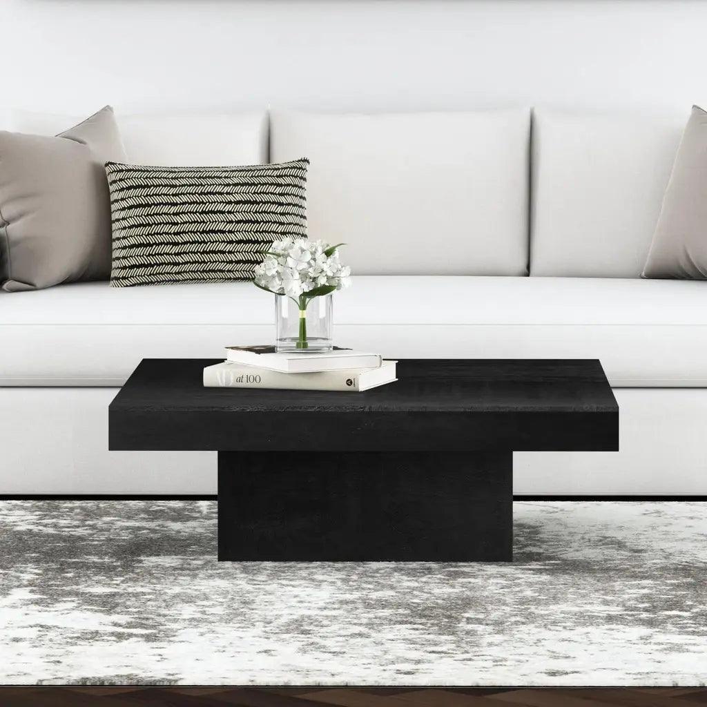 Padula Wood Black Square Cocktail Table - LOOMLAN - Bassett Mirror - Coffee Tables