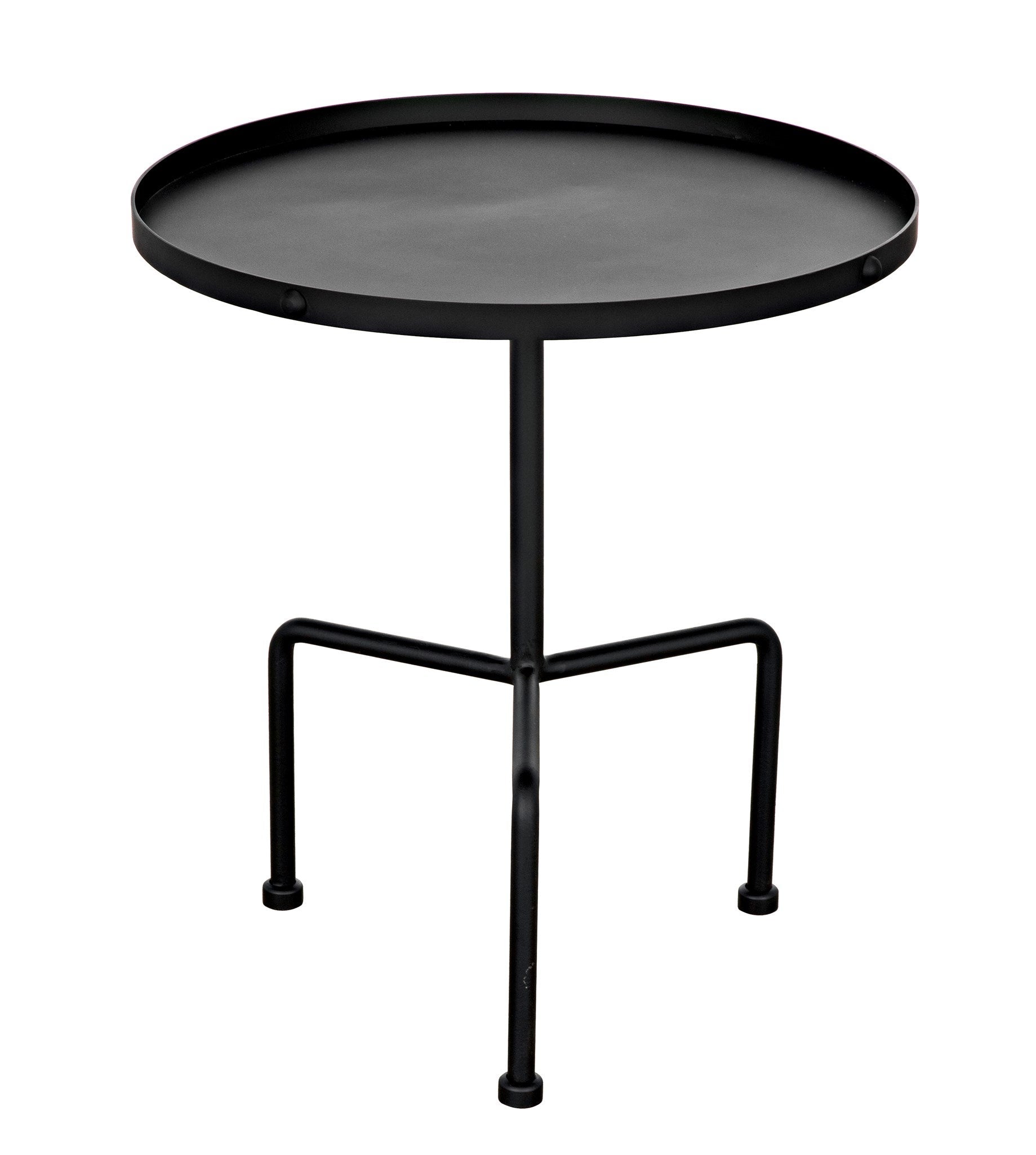 Paige Black Steel Round Side Table-Side Tables-Noir-Sideboards and Things