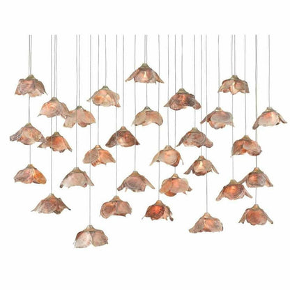 Painted Silver Leaf Shell Catrice 30-Light Multi-Drop Pendant Pendants Sideboards and Things By Currey & Co