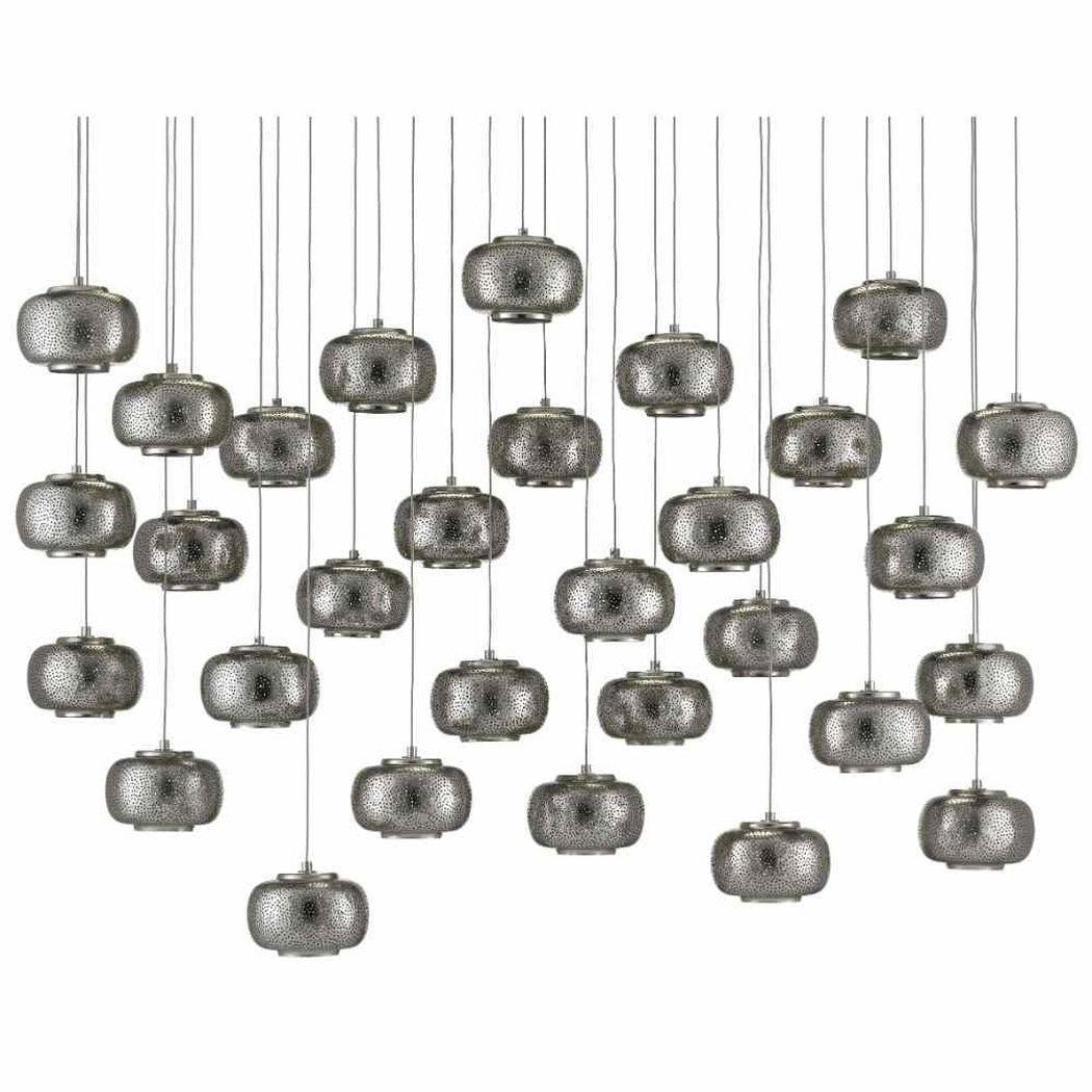 Painted Silver Nickel Pepper 30-Light Multi-Drop Pendant Pendants Sideboards and Things By Currey & Co