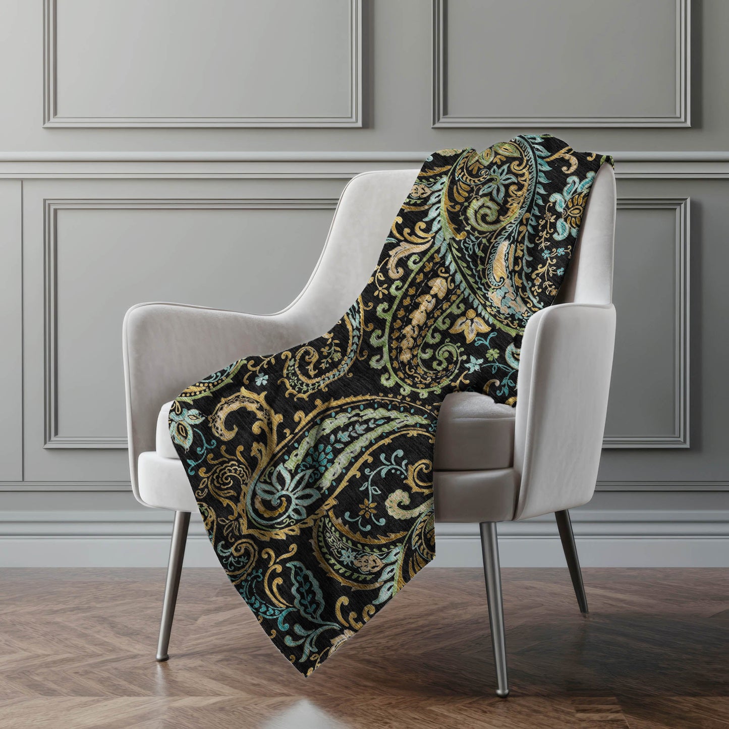 Addison Rugs Paisley Black Washable Indoor-Outdoor Rug
