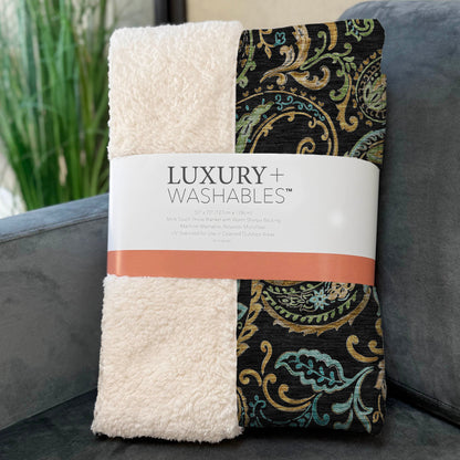 Addison Rugs Paisley Black Washable Indoor-Outdoor Rug