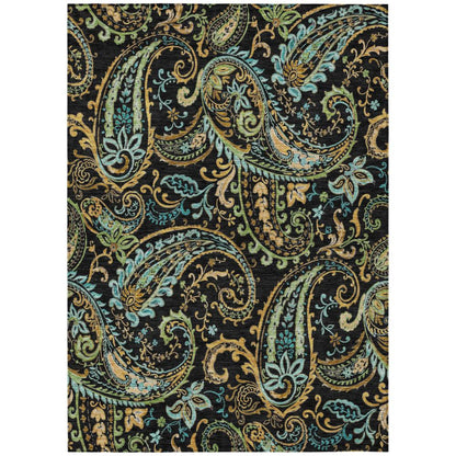 Addison Rugs Paisley Black Washable Indoor-Outdoor Rug