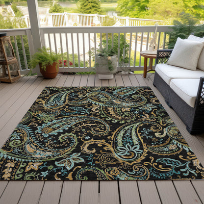Addison Rugs Paisley Black Washable Indoor-Outdoor Rug