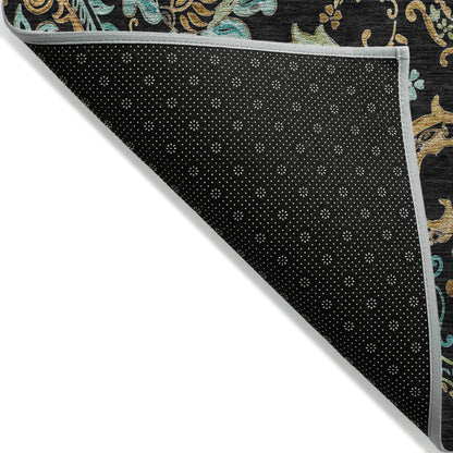 Addison Rugs Paisley Black Washable Indoor-Outdoor Rug