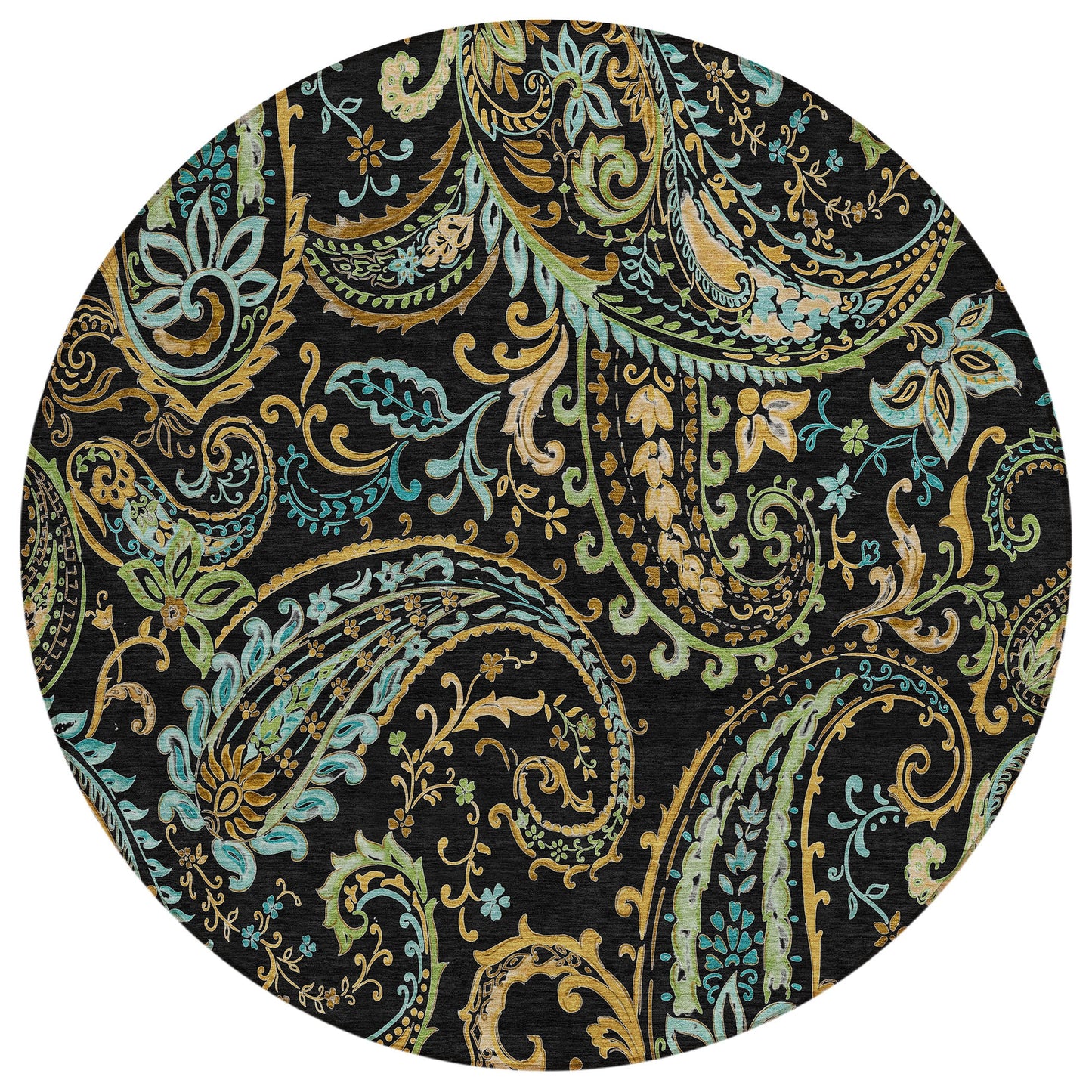 Addison Rugs Paisley Black Washable Indoor-Outdoor Rug