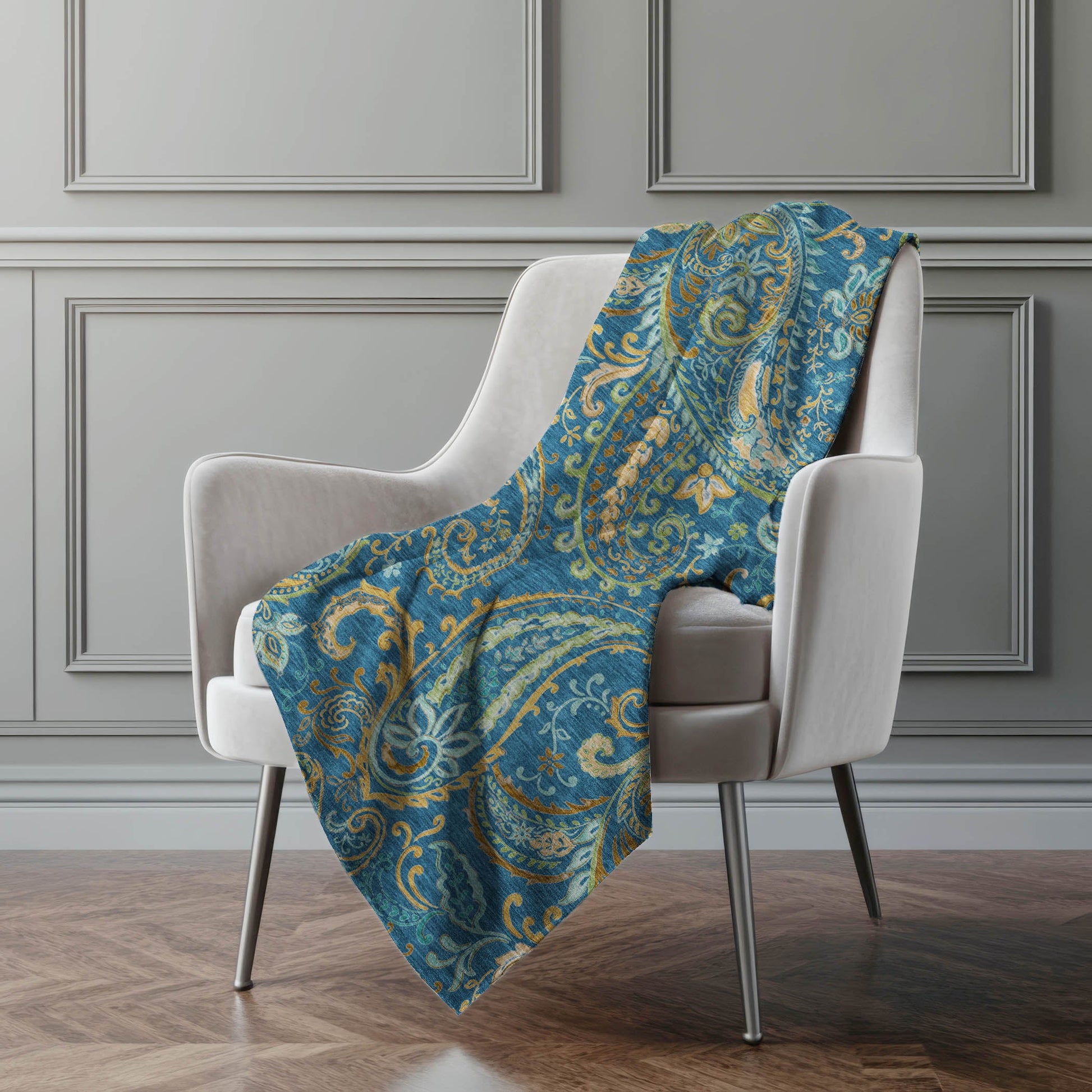 Addison Rugs Paisley Blue Washable Indoor-Outdoor Rug