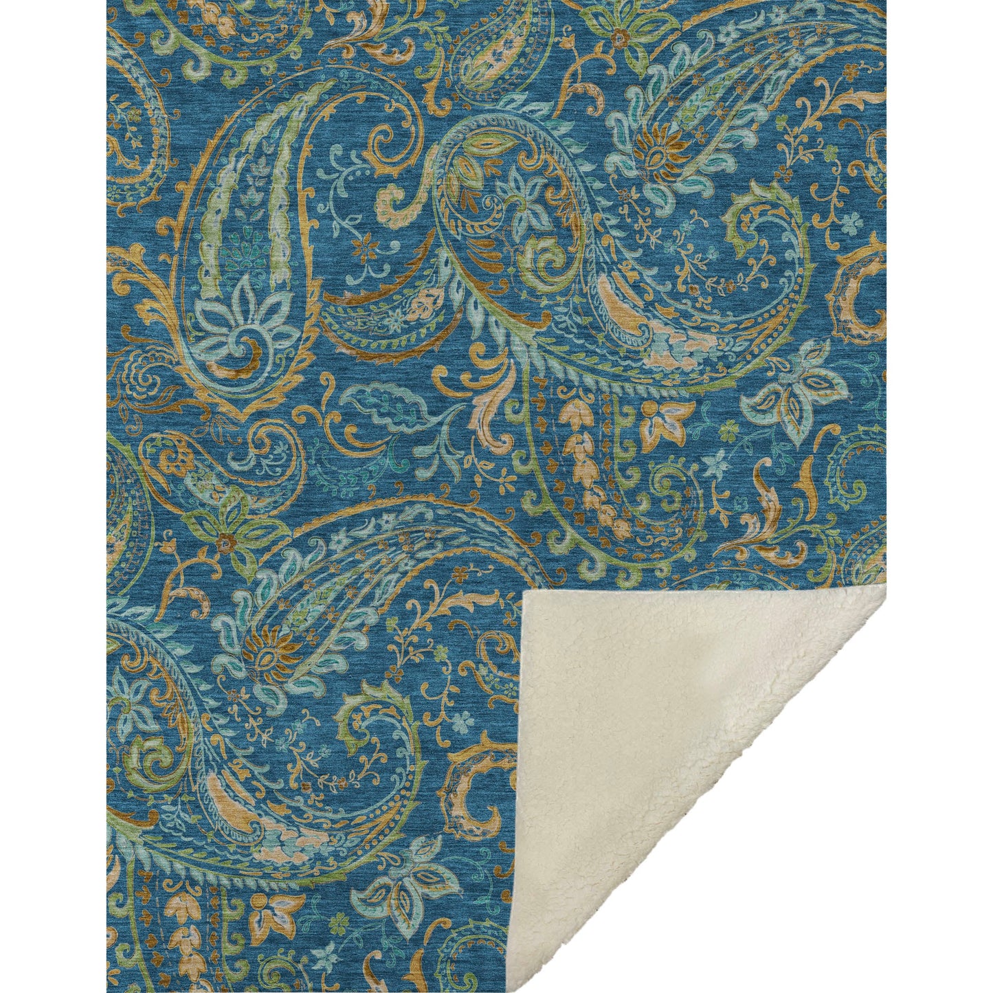 Addison Rugs Paisley Blue Washable Indoor-Outdoor Rug
