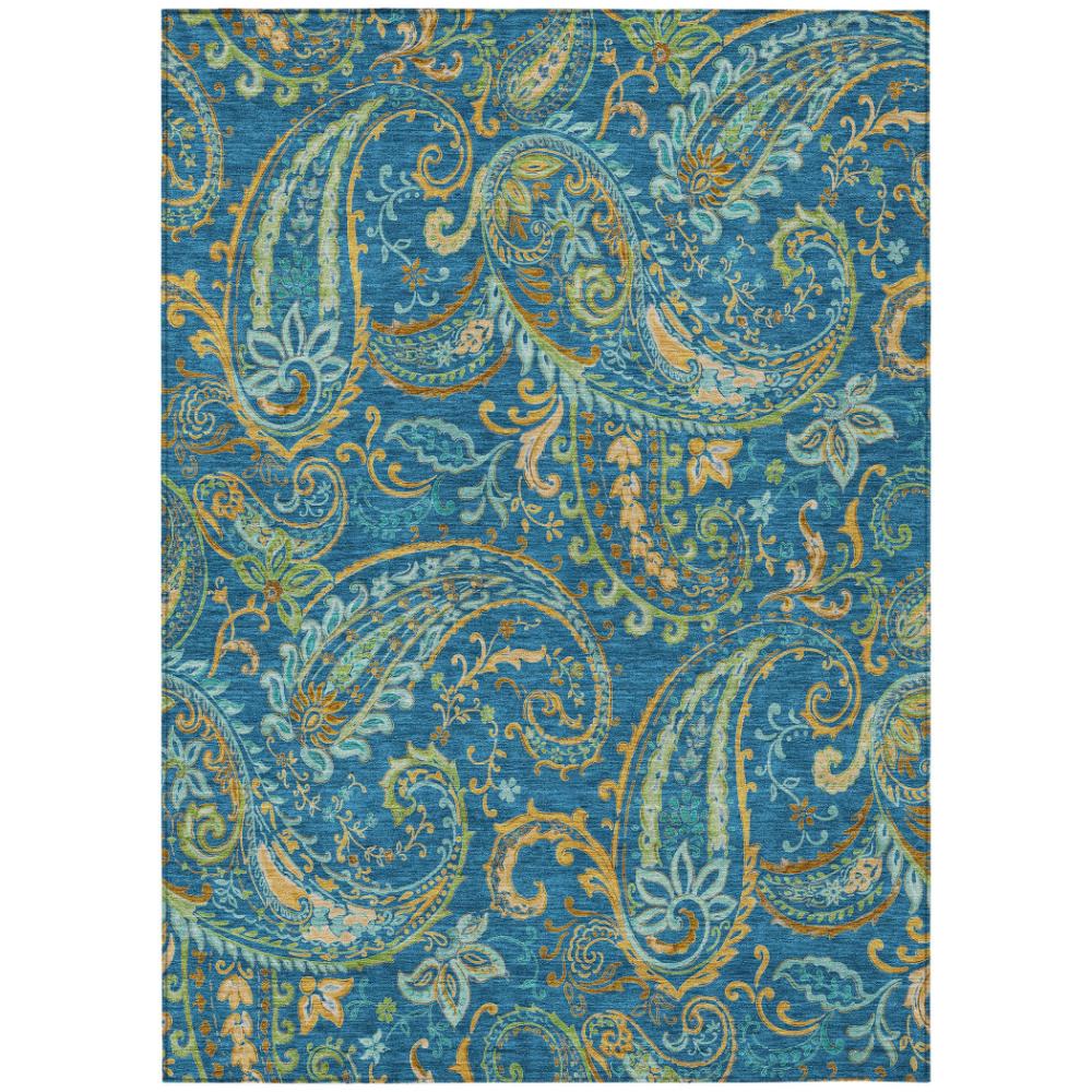 Addison Rugs Paisley Blue Washable Indoor-Outdoor Rug