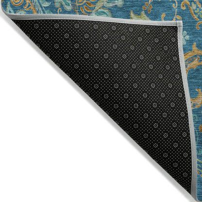 Addison Rugs Paisley Blue Washable Indoor-Outdoor Rug