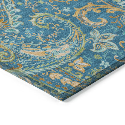 Addison Rugs Paisley Blue Washable Indoor-Outdoor Rug