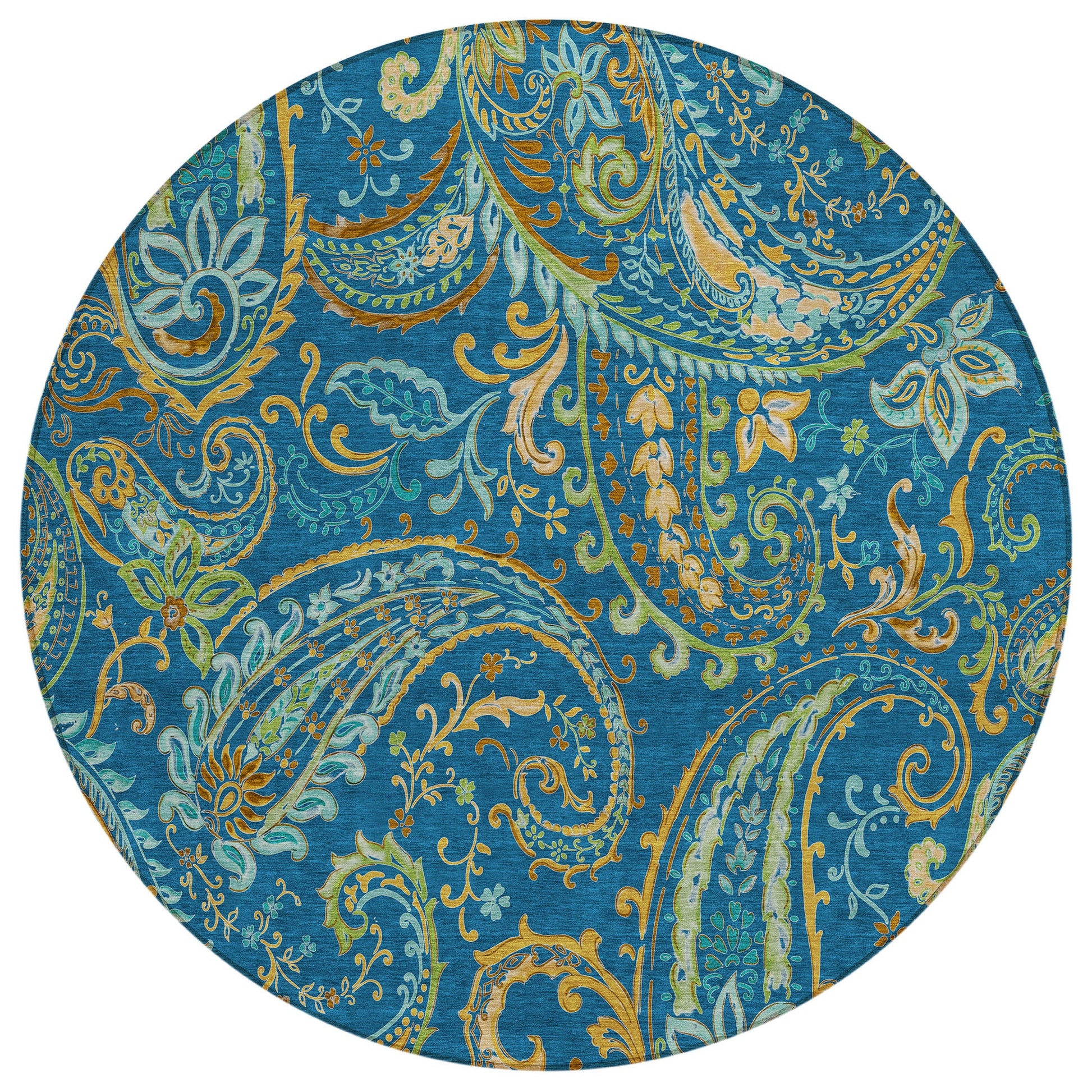 Addison Rugs Paisley Blue Washable Indoor-Outdoor Rug