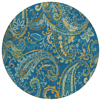 Addison Rugs Paisley Blue Washable Indoor-Outdoor Rug