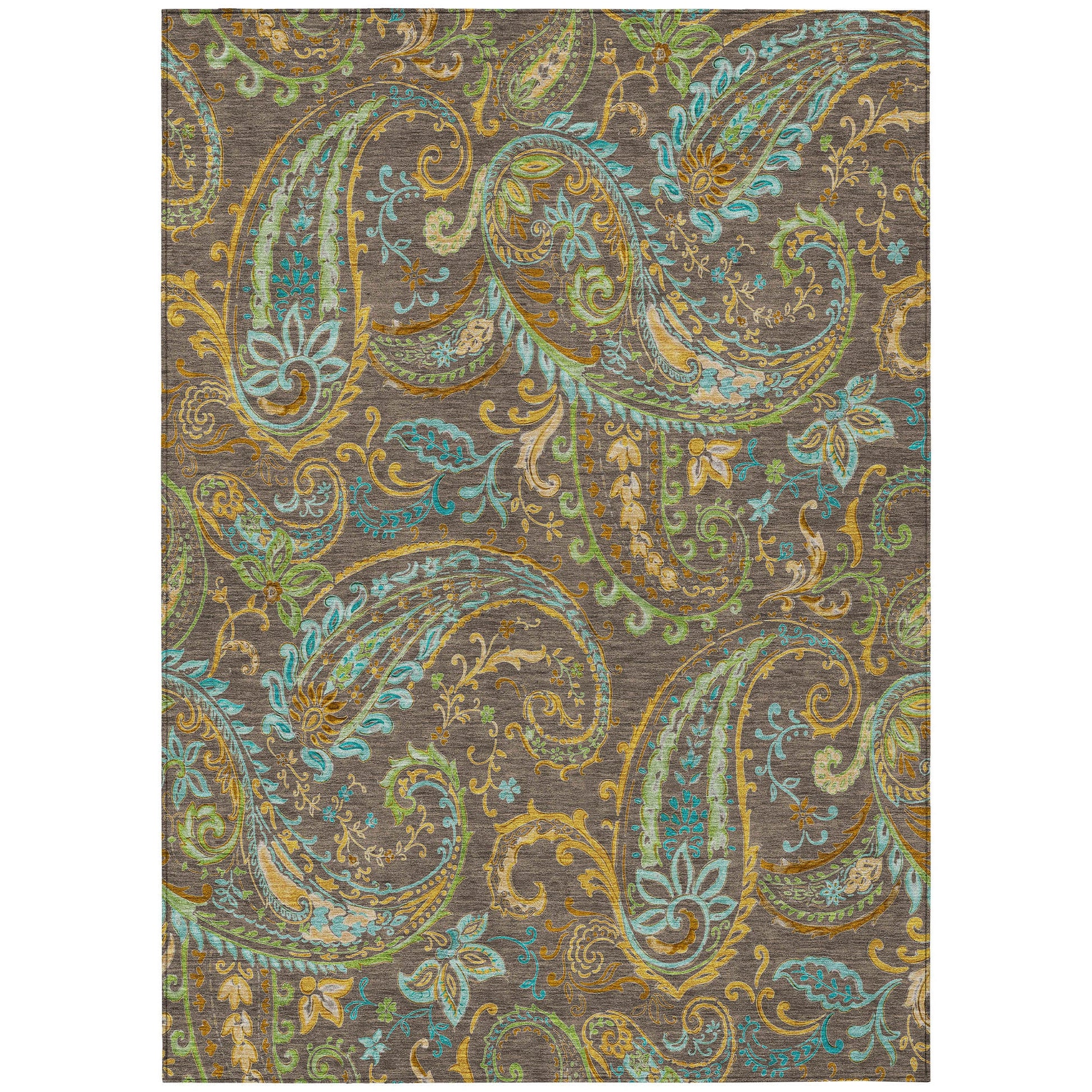 Addison Rugs Paisley Brown Washable Indoor-Outdoor Rug