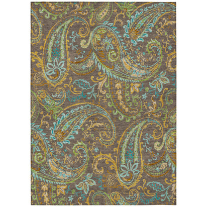 Addison Rugs Paisley Brown Washable Indoor-Outdoor Rug