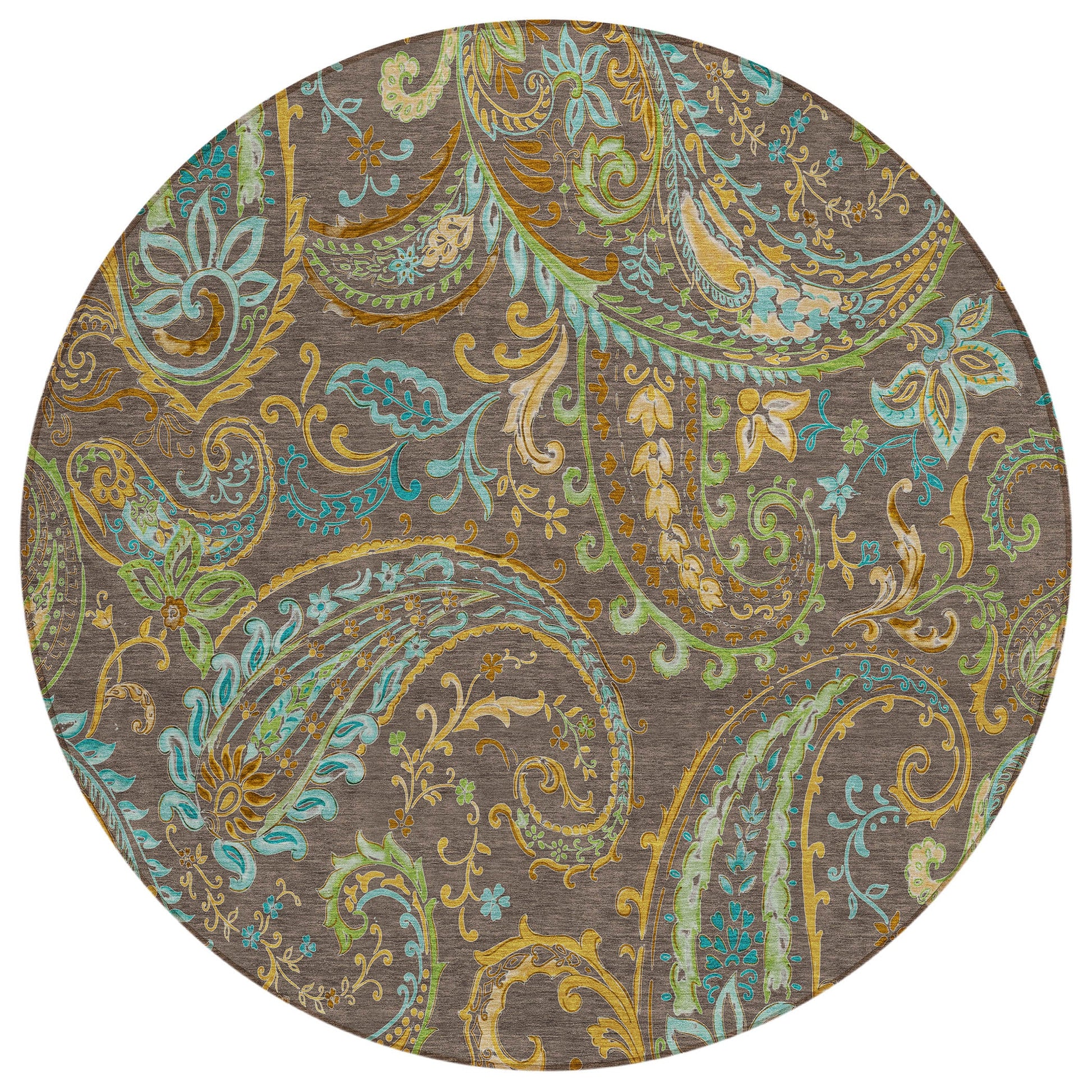 Addison Rugs Paisley Brown Washable Indoor-Outdoor Rug