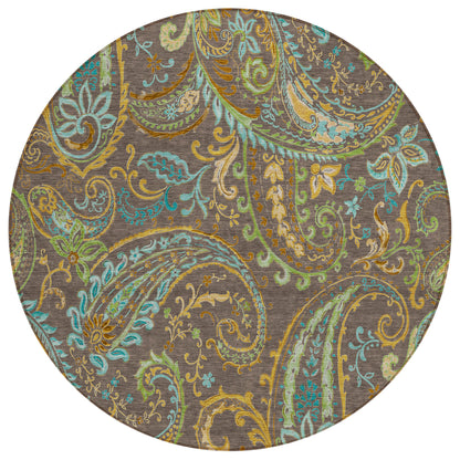 Addison Rugs Paisley Brown Washable Indoor-Outdoor Rug