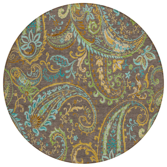 Addison Rugs Paisley Brown Washable Indoor-Outdoor Rug