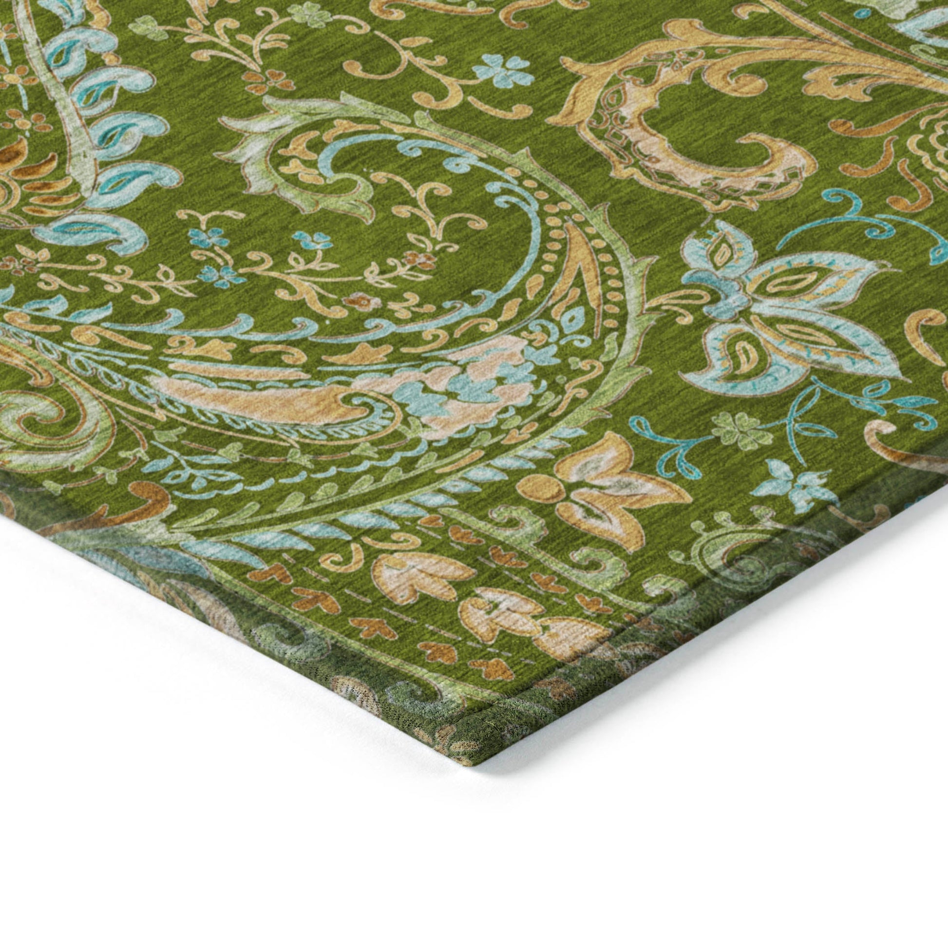 Addison Rugs Paisley Green Washable Indoor-Outdoor Rug