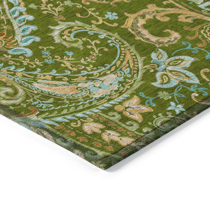 Addison Rugs Paisley Green Washable Indoor-Outdoor Rug