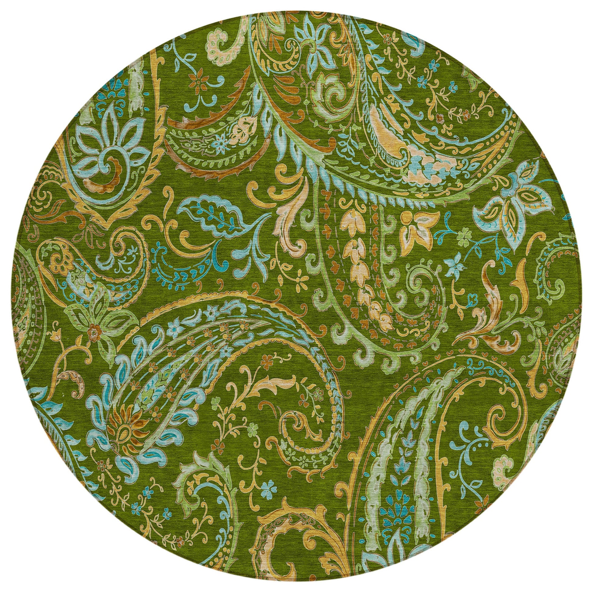 Addison Rugs Paisley Green Washable Indoor-Outdoor Rug