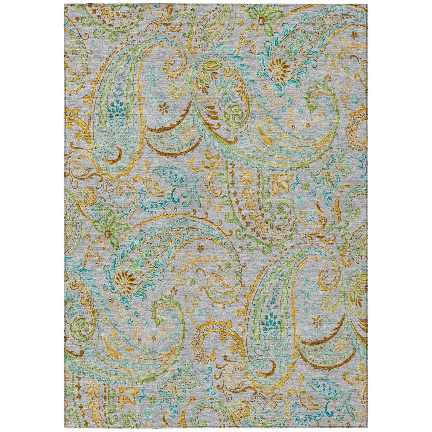 Addison Rugs Paisley Grey Washable Indoor-Outdoor Rug