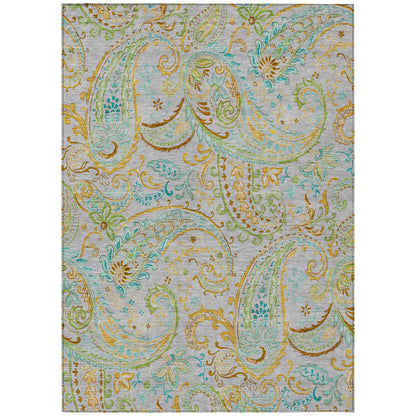 Addison Rugs Paisley Grey Washable Indoor-Outdoor Rug