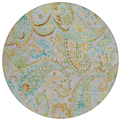 Addison Rugs Paisley Grey Washable Indoor-Outdoor Rug
